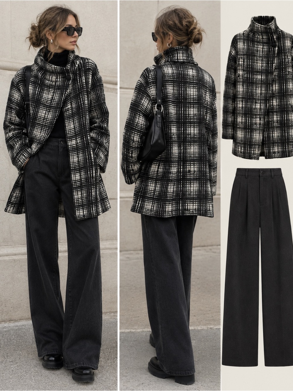 Vintage ESME Black & White Plaid Women’s Coat